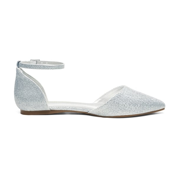 Ankle Strap Ballerina Flats - SILVER GLITTER - 2